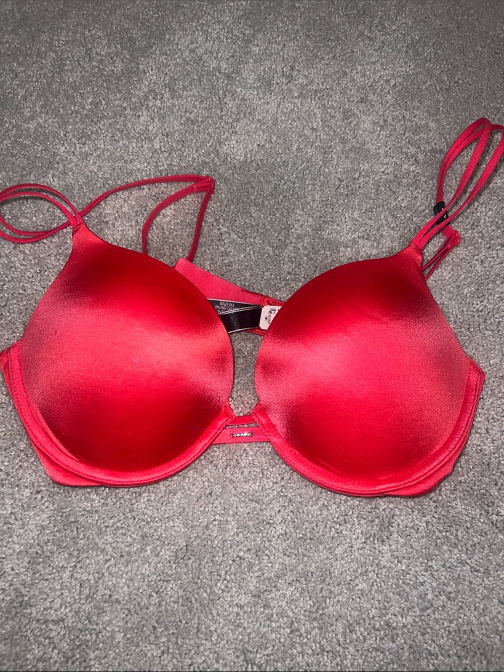 Victoria's Secret Red Satin Push-Up Bra with Double Straps